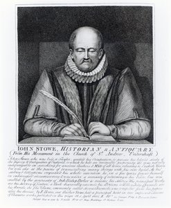 John Stowe, portrait from his monument at the Church of St. Andrew, Undershaft by English School